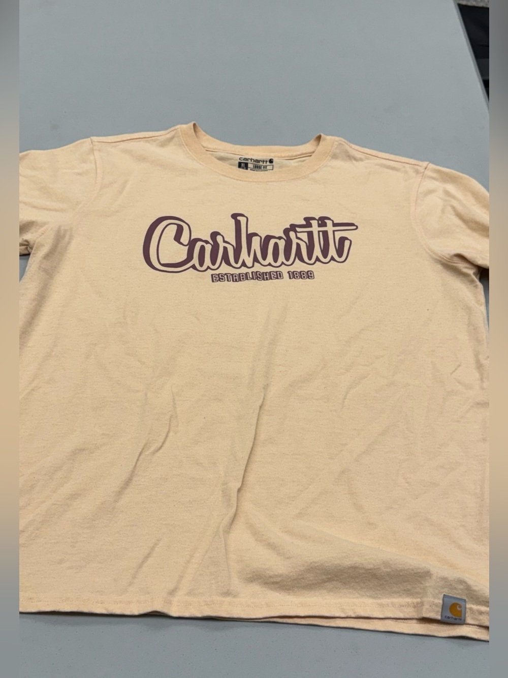 Carhartt Men’s Crewneck Logo Tee Loose fit TSHIRT with Maroon Script